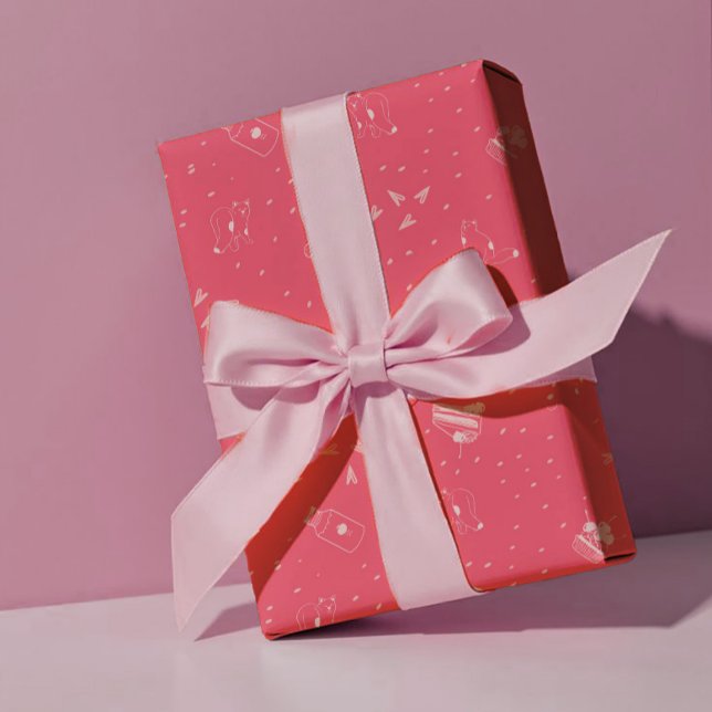 Papel De Regalo Hot Pink Cats, Cake & Cherries - Valentine (Subido por el creador)