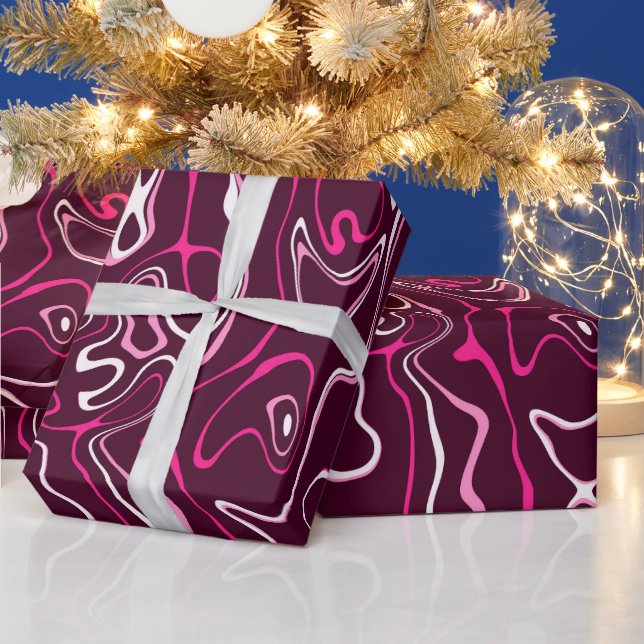 Papel De Regalo Hot pink damascus abstract swirls cool pattern (Vacaciones)