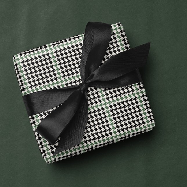 Papel De Regalo Houndstap clásico vacaciones en verde negro (Subido por el creador)