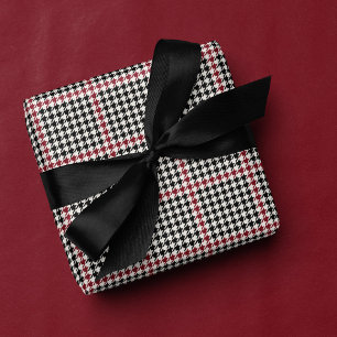Papel De Regalo Houndstap clásico vacaciones negro rojo