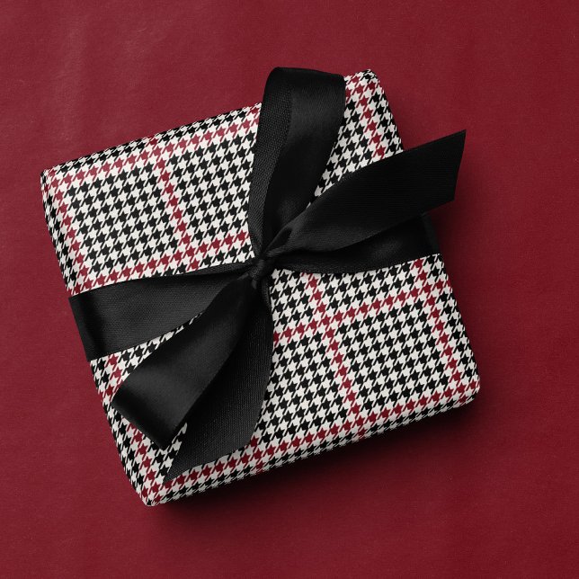 Papel De Regalo Houndstap clásico vacaciones negro rojo (Subido por el creador)