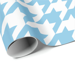 Papel De Regalo Houndstooth azul claro y blanco grande