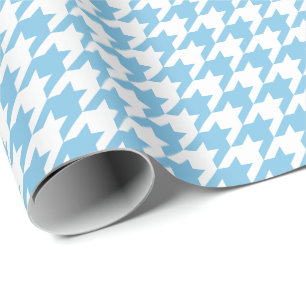 Papel De Regalo Houndstooth azul claro y blanco medio