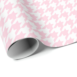 Papel De Regalo Houndstooth rosa claro y blanco medio