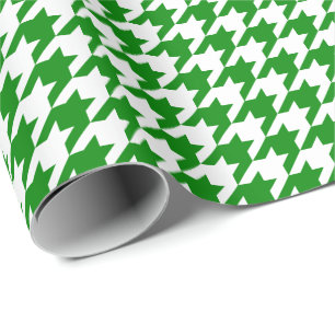 Papel De Regalo Houndstooth verde y blanco medio