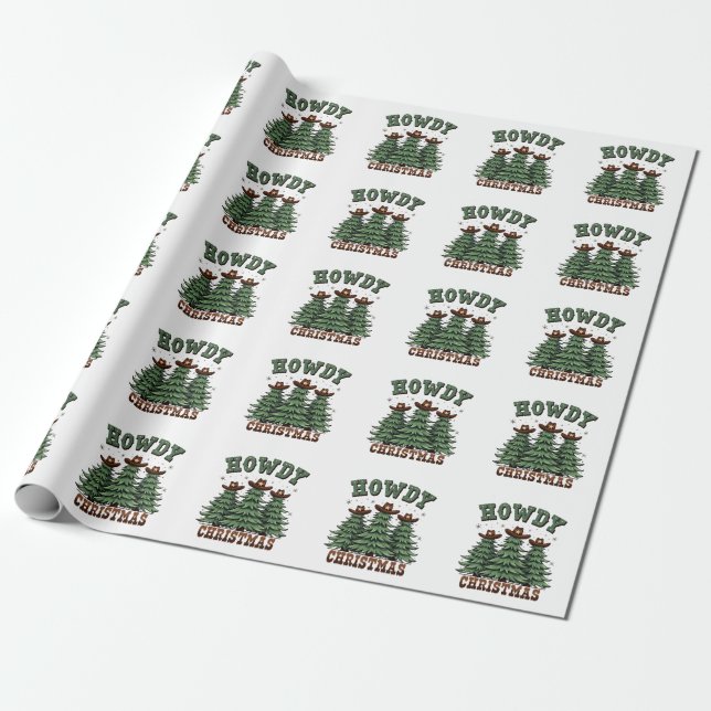 Papel De Regalo Howdy Navidades Cactus Western Xmas (Desenrollado)