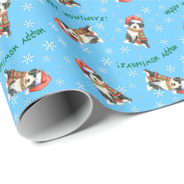 Papel De Regalo Howliday feliz Beardie (Esquina del rollo)