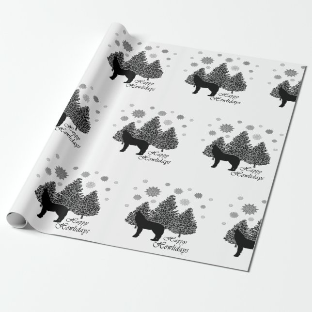Papel De Regalo Howlidays Leopard Pattern Snow (Desenrollado)