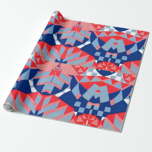 Papel De Regalo huella azul y blanca roja abstracta