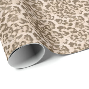 Papel De Regalo Huella de leopardo beige.