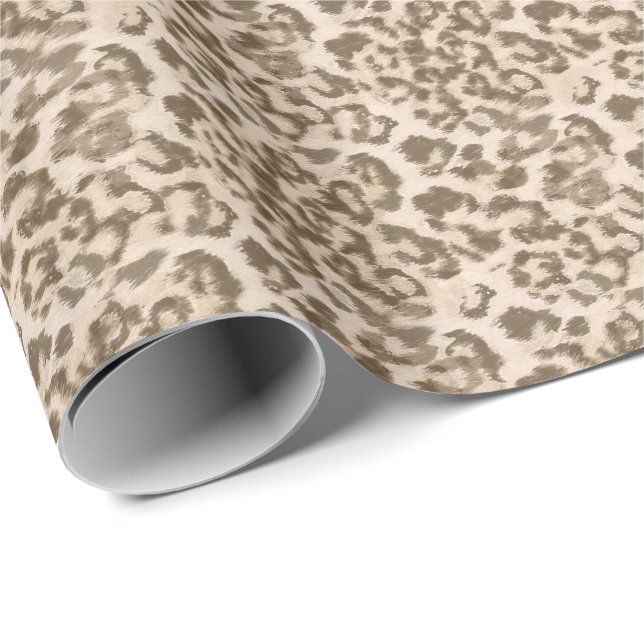 Papel De Regalo Huella de leopardo beige. (Esquina del rollo)
