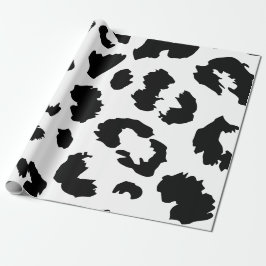 Papel De Regalo Huella de leopardo blanco y negro