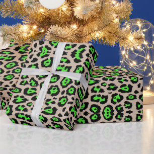 Papel De Regalo Huella de leopardo divertida neón verde beige tan