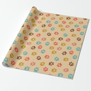 Papel De Regalo Huella de pata de perro color vintage amante de lo
