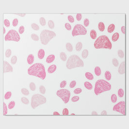 Papel De Regalo Huella de pata rosa