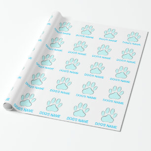 Papel De Regalo Huella de perro azul bebé
