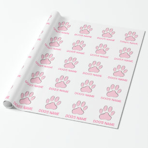 Papel De Regalo Huella de perro rosa