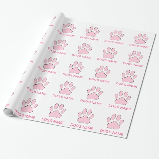 Papel De Regalo Huella de perro rosa (Desenrollado)