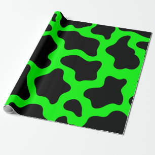 Papel De Regalo huella de vaca verde ácida de halloween