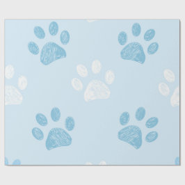 Papel De Regalo Huellas de pata azules
