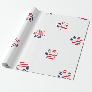 Papel De Regalo Huellas de patas de color rojo azul