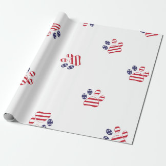 Papel De Regalo Huellas de patas de color rojo azul