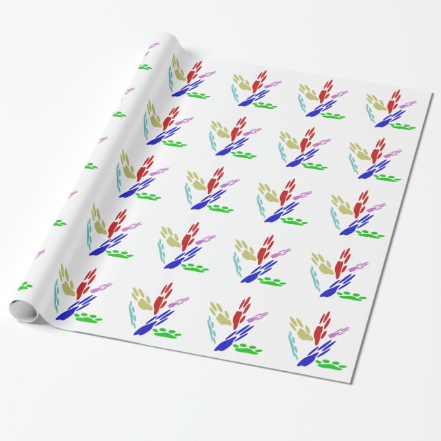 Papel De Regalo Huellas de patas de perro con lunares (Desenrollado)