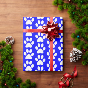 Papel De Regalo Huellas de patas de perro/gato/animal blanco sobre