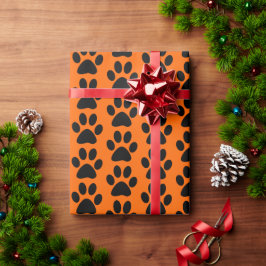 Papel De Regalo Huellas de patas de perro/gato/animal negro en nar