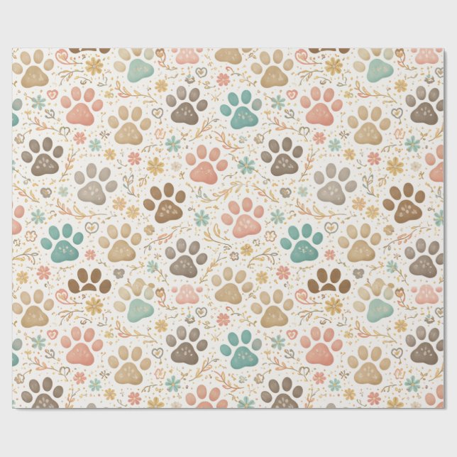 Papel De Regalo Huellas de patas lindas (Superficie plana)