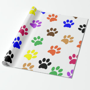Papel De Regalo Huellas de patas multicolores