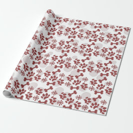 Papel De Regalo Hueso de perro con patrón de copo de nieve de Navi