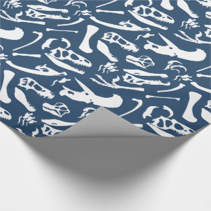 Papel De Regalo Huesos de dinosaurio (azules)