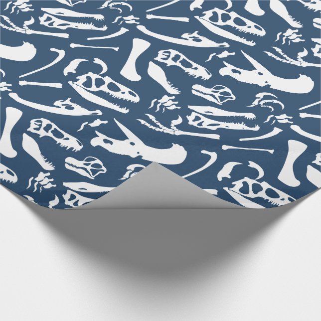 Papel De Regalo Huesos de dinosaurio (azules) (Esquina)