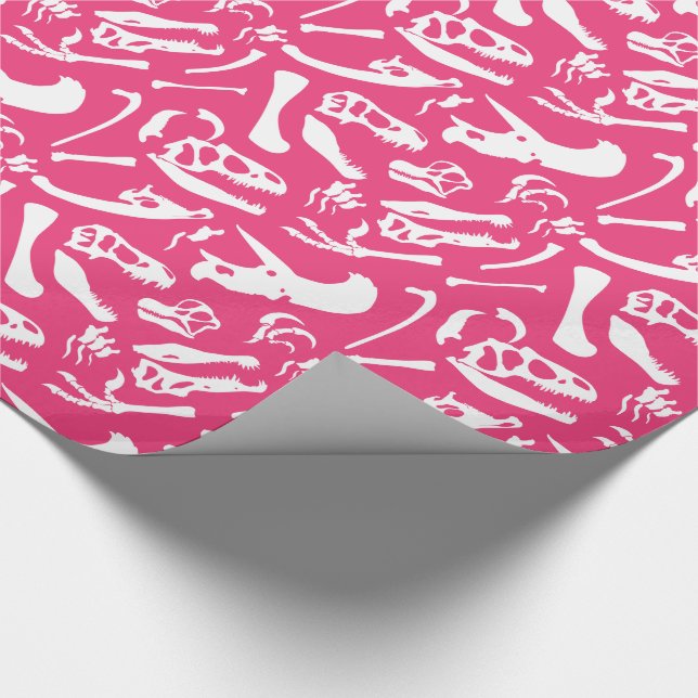 Papel De Regalo Huesos de dinosaurio (rosa) (Esquina)