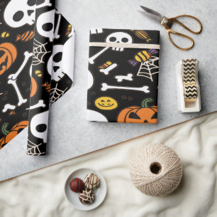 Papel De Regalo Huesos Y Esqueletos De Fantasía Para Halloween