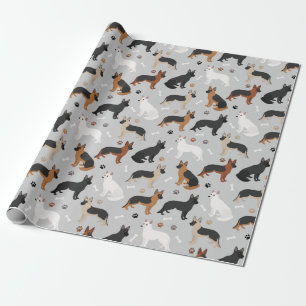Papel De Regalo Huesos y patas de pastor alemanes