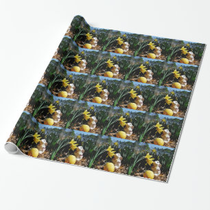 Papel De Regalo Huevo conejo y huevo de Pascua Amarillo