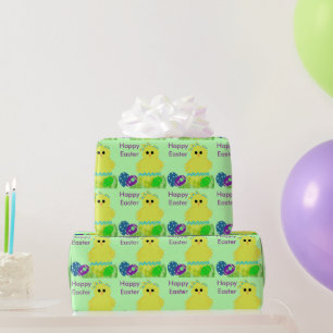 Papel De Regalo Huevos de Pascua amarillos de la raya azul del