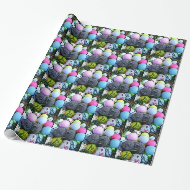 Papel De Regalo Huevos de Pascua, bolas de golf de conejo (Desenrollado)
