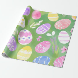 Papel De Regalo Huevos de Pascua | Caza de Huevos Acuarela Pastel