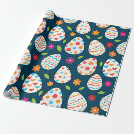 Papel De Regalo Huevos de Pascua decorativos con flores y hojas