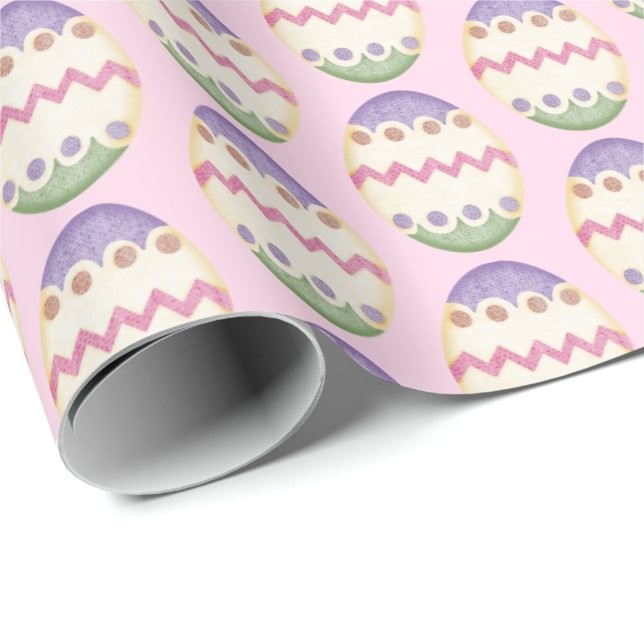 Papel De Regalo Huevos de Pascua en rosa (Esquina del rollo)