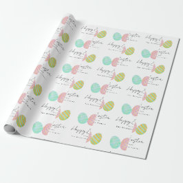 Papel De Regalo Huevos de Pascua Feliz Personalizados Acuarela