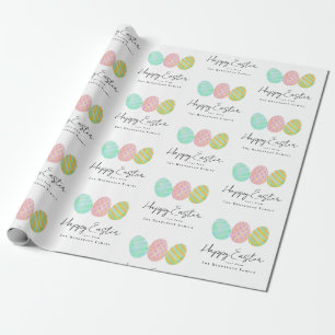 Papel De Regalo Huevos de Pascua Feliz Personalizados Acuarela