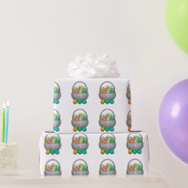 Papel De Regalo Huevos de Pascua pintados en la canasta