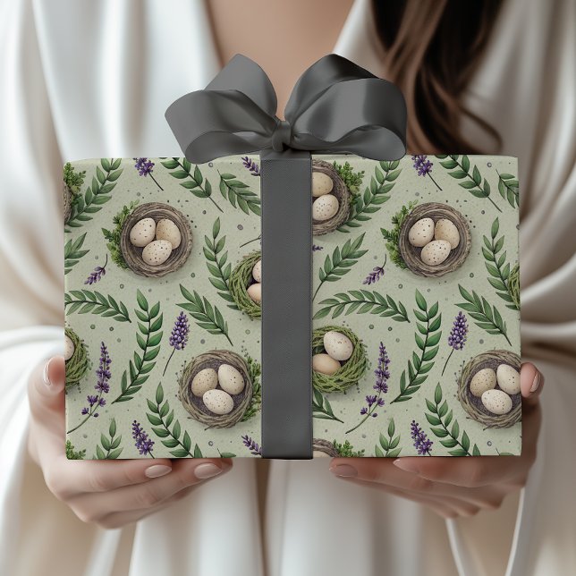 Papel De Regalo Huevos de Pascua Verde Simple Salvia Nido Lavanda (Subido por el creador)