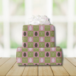 Papel De Regalo Huevos de Pascua y arcos a cuadros