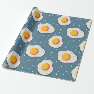 Papel De Regalo Huevos fritos en azul