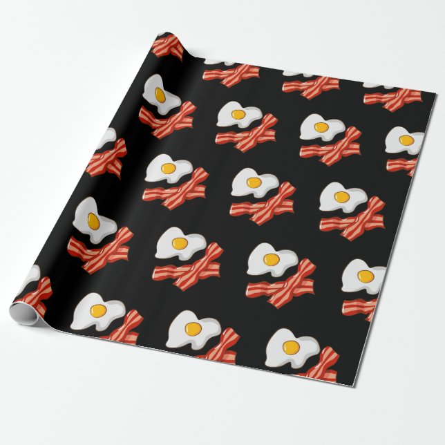 Papel De Regalo Huevos Fritos Tocino Desayuno Amantes Comida Basur (Desenrollado)